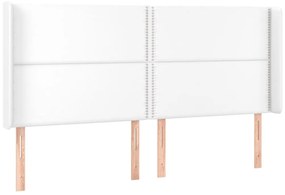 vidaXL Κεφαλάρι με Πτερύγια Λευκό 163x16x118/128 εκ. Συνθετικό Δέρμα