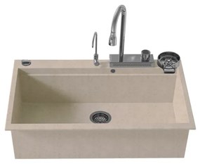 Sanitec Ultra Granite 850 Quartz Multi Ένθετος Γρανιτένιος Νεροχύτης 79Χ50cm Sabbia (Inox accessories)