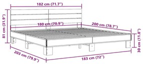 ΠΛΑΙΣΙΟ ΚΡΕΒΑΤΙΟΥ ΜΑΥΡΟ 180 X 200 ΕΚ. ΕΠΕΞ. ΞΥΛΟ &amp; ΜΕΤΑΛΛΟ 3280132