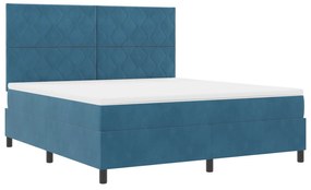 vidaXL Κρεβάτι με Στρώμα & LED Σκούρο Μπλε 180x200 cm Βελούδο