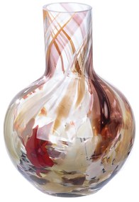 Γυάλινο Βάζο Σφαιρικό -Roslin- Καφέ/Κόκκινο 21x16cm