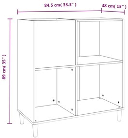 Δισκοθήκη Μαύρη 84,5 x 38 x 89 εκ. από Επεξεργασμένο Ξύλο - Μαύρο