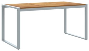 vidaXL Εξωτερικό Τραπέζι Φαγητού Γκρι 160x80x75 εκ. Χάλυβας & Μασίφ Ξύλο Ακακίας