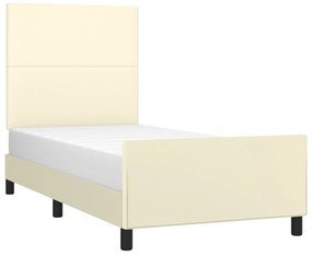 vidaXL Πλαίσιο Κρεβατιού με Κεφαλάρι Κρεμ 90x200 εκ. Συνθετικό Δέρμα