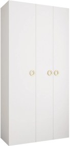 Ντουλάπα Como I 120 Τρίφυλλη-Λευκό - Χρυσό