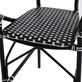 Σκαμπό Αλουμινίου Bamboo Look Με Wicker Μαύρο Λευκό 56x60x126 Εκ.