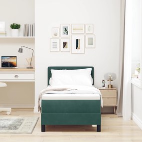 vidaXL Κρεβάτι Box Spring με Στρώμα Σκούρο Πράσινο 80x200 cm Βελούδο