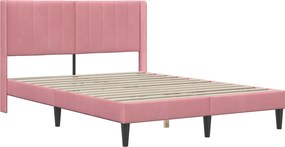 vidaXL Σκελετός Κρεβατιού Ροζ 140 x 200 cm Βελούδο