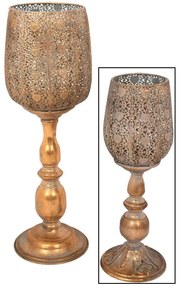 Κηροπήγιο Διάτρητο 373-92-023 9,5x12,5x36cm Gold Metal