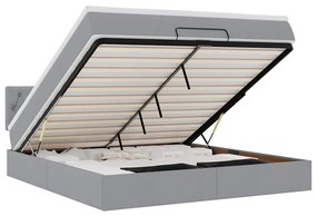 Οθωμανικό κρεβάτι με στρώμα&amp;LEDs Ανοιχτό γκρι 180x200cm ύφασμα 3312409