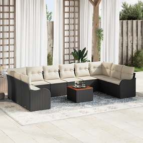 vidaXL Σετ σαλονιού κήπου 11 pcs Μαύρος, λευκός Μέγαλο