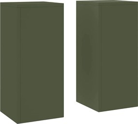 vidaXL Βάση φυτών 2 pcs Λαδί 24 x 24 x 55 εκ. Ατσάλι