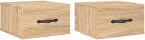 vidaXL Κομοδίνα Επιτοίχια 2 τεμ. Sonoma Δρυς 35 x 35 x 20 εκ.