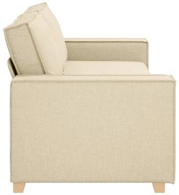 vidaXL 3-Θέσιος καναπές με μαξιλάρι Κρεμ 220 x 78 x 84 εκ. ύφασμα
