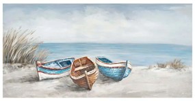 Πίνακας Καμβάς Βάρκες Στην Ακτή 16-22307 140x70cm Multi Marhome Οριζόντιοι Καμβάς