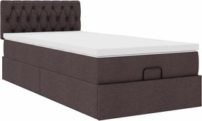 vidaXL Οθωμανικό κρεβάτι με στρώμα σκούρο καφέ 90x200cm ύφασμα