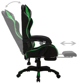 vidaXL Καρέκλα Racing με Φωτισμό RGB LED Πράσινο/Μαύρο Συνθετικό Δέρμα