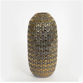 Βάζο Κεραμικό Μαύρο &amp; Χρυσό 13.8x13.8x28.5cm 752-20237 Estheti-752-20237-Μαύρο-Χρυσό 752-20237