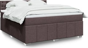 vidaXL Κρεβάτι Boxspring με Στρώμα Σκούρο Καφέ 180x200 εκ Υφασμάτινο