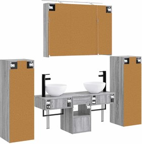 vidaXL Σετ Επίπλων Μπάνιου 6 pcs Γκρι Sonoma