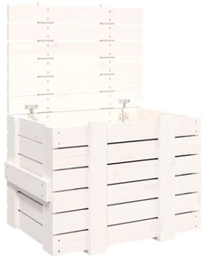 vidaXL Κουτί Αποθήκευσης Λευκό 58x40,5x42 εκ. από Μασίφ Ξύλο Πεύκου