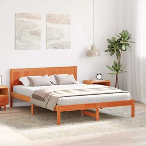 vidaXL Σκελετός Κρεβατιού Καφέ 150 x 200 cm Μασίφ ξύλο πεύκου