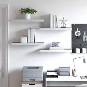 vidaXL Ράφια Τοίχου 4 τεμ. Δρυς/Άσπρο 60x23,5x3,8 εκ. MDF