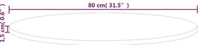vidaXL Επιφάνεια Τραπεζιού Στρογγυλή Ø80x1,5 εκ. Μασίφ Ξύλο Δρυς