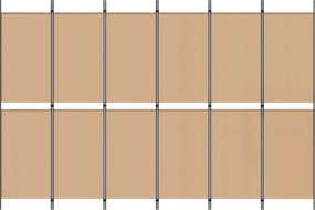 vidaXL Διαχωριστικό Δωματίου 6-Πάνελ Μπεζ 300 x 200 cm Ύφασμα