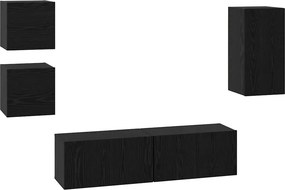 vidaXL Σετ επίπλου τηλεόρασης 5 pcs Μαύρη Οξυά Επεξεργασμένο ξύλο