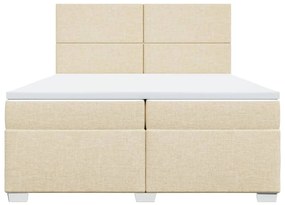 vidaXL Κρεβάτι Boxspring με Στρώμα Κρεμ 200x200 εκ. Υφασμάτινο