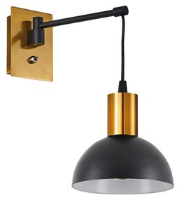 Φωτιστικό Τοίχου - Απλίκα SE21-GM-9-MS3 ADEPT WALL LAMP Gold Matt and Black Metal Wall Lamp Black Metal Shade+ - 51W - 100W - 77-8361
