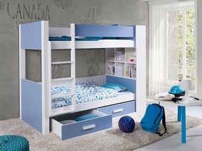 Κουκέτα Henderson 142, Δύο ορόφων, Μπλε, 90x200, Ξύλο, Πλαστικοποιημένη μοριοσανίδα, Τάβλες για Κρεβάτι, 104x230x160cm, 89 kg, Ξύλο: Πεύκο