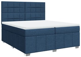 vidaXL Κρεβάτι Boxspring με Στρώμα Μπλε 200x200 εκ. Υφασμάτινο