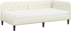 vidaXL Κρεβάτι Γωνίας Κρεμ 90 x 190 cm Βελούδο