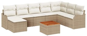 vidaXL Σετ Καναπέ Κήπου 9 pcs Μπεζ Πολυ ράταν