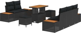 vidaXL Σετ Καναπέ Κήπου 8 τμχ. 7-Αριθμός καθισμάτων Μαύρο