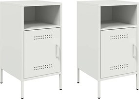 vidaXL Κομοδίνα 2 τεμ. Λευκά 36x39x68 εκ. από Χάλυβα