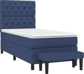 vidaXL Κρεβάτι Boxspring με Στρώμα Μπλε 80x200 εκ. Υφασμάτινο