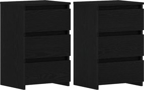 vidaXL Κομοδίνο 2 τμχ. Μαύρη Οξυά 40 x 35 x 62,5 εκ.