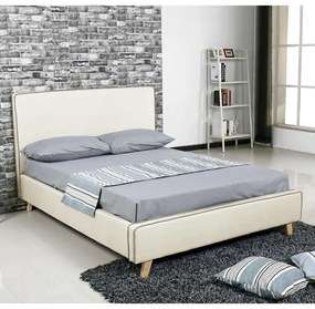 MORISSON Κρεβάτι Διπλό- για Στρώμα 140x190cm- Ύφασμα Εκρού 151x206x110cm
