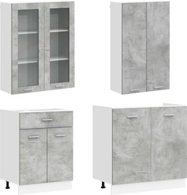 vidaXL Μονάδα κουζίνας LYON 4 pcs Γκρι Σκυροδέματος Επεξεργασμένο Ξύλο