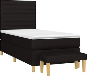 vidaXL Κρεβάτι Boxspring με Στρώμα Μαύρο 90x190 εκ.Υφασμάτινο