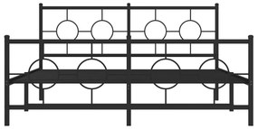 vidaXL Πλαίσιο Κρεβατιού με Κεφαλάρι&Ποδαρικό Μαύρο 150x200εκ. Μέταλλο