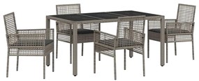 vidaXL Σέτ φαγητού για κήπο 5 pcs Γκρι συνθετικό ρατάν