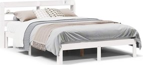 vidaXL Πλαίσιο Κρεβατιού Κεφαλάρι Λευκό 150x200εκ Μασίφ Πεύκο