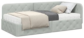 vidaXL Κρεβάτι Γωνίας με στρώμα Ανοιχτό γκρι 90 x 190 cm Βελούδο