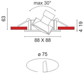 Χωνευτό σποτ οροφής 566 Square-Ασημί