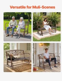 VEVOR Outdoor Bench Patio Bench Glider 127 cm Metal Frame Cast Iron Backrest