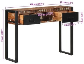 Τραπέζι κονσόλας Πολύχρωμο 100x35x75 cm Στερεό ξύλο ανακτημένο - Πολύχρωμο